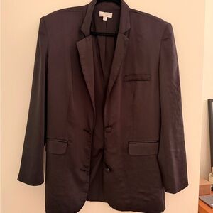 Ronny Kobo Oversized Black Satin Blazer Sz S